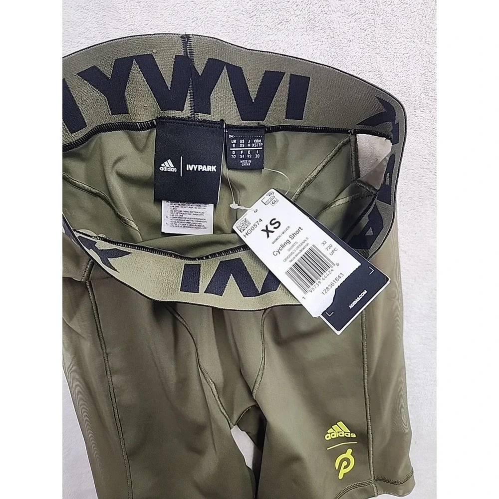 Adidas Ivy Park Peloton Women's Olive Green High Waisted Cycling Biker Shorts XS